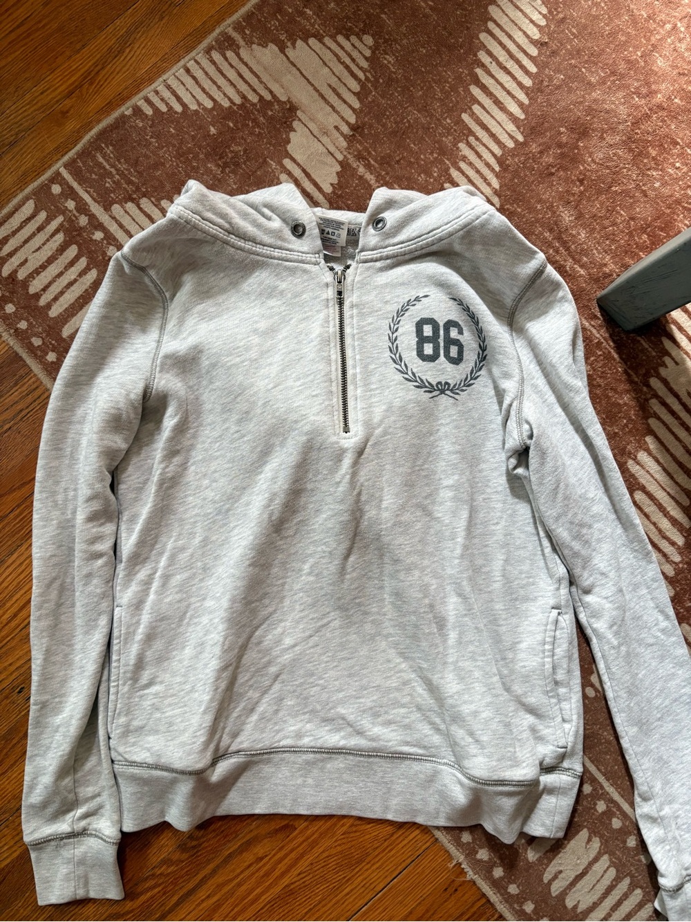 Victoria's Secret Light Gray Men's Half-Zip Sweatshirt with '86' Crest